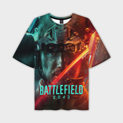 Мужская футболка oversize 3D Battlefield 2042 Soldier face