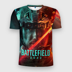 Мужская футболка 3D Slim Battlefield 2042 Soldier face
