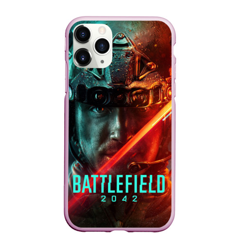 Чехол для iPhone 11 Pro Max матовый Battlefield 2042 Soldier face, цвет розовый