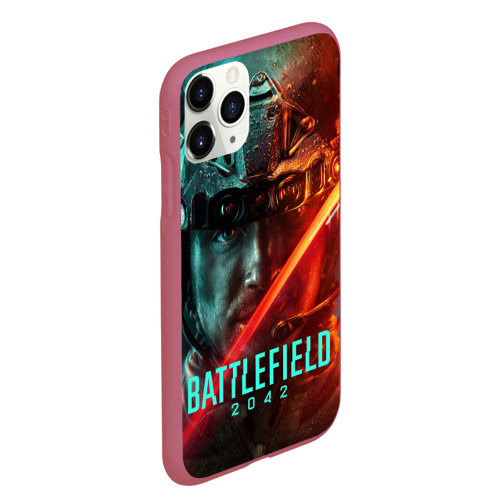 Чехол для iPhone 11 Pro Max матовый Battlefield 2042 Soldier face, цвет малиновый - фото 3