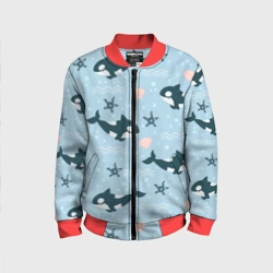Детский бомбер 3D Косатки киты