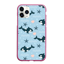 Чехол для iPhone 11 Pro Max матовый Косатки киты