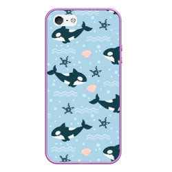 Чехол для iPhone 5/5S матовый Косатки киты