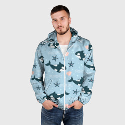 Мужская ветровка 3D Косатки киты - фото 2