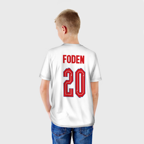 Детская футболка 3D с принтом Фил Фоден форма Англия, вид сзади #2
