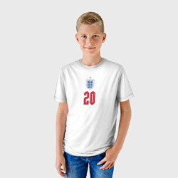 Футболка с принтом Фил Фоден форма Англия для ребенка, вид на модели спереди №2. Цвет основы: белый
