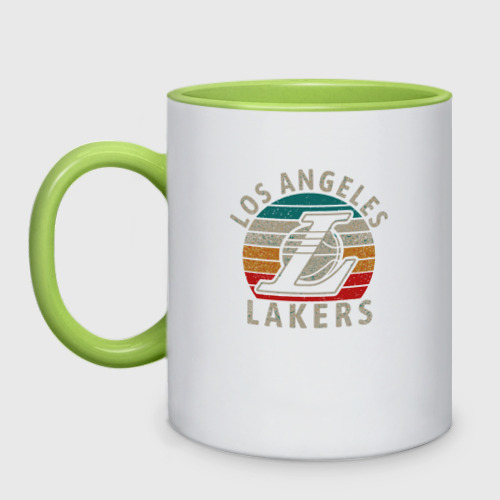 Кружка двухцветная Los Angeles Lakers, цвет белый + светло-зеленый