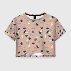 Женская футболка Crop-top 3D Мышки в японском стиле
