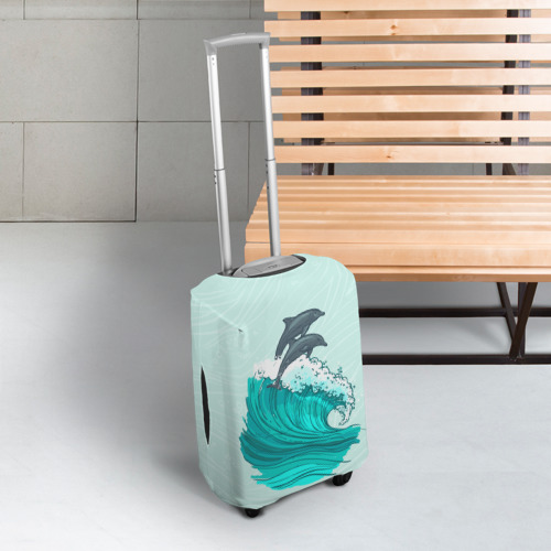 Чехол для чемодана 3D Два дельфина, цвет 3D печать - фото 3