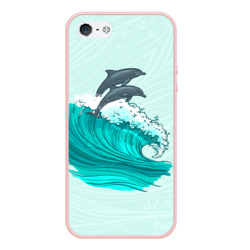 Чехол для iPhone 5/5S матовый Два дельфина