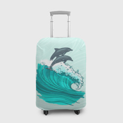Чехол для чемодана 3D Два дельфина
