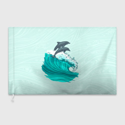Флаг 3D Два дельфина