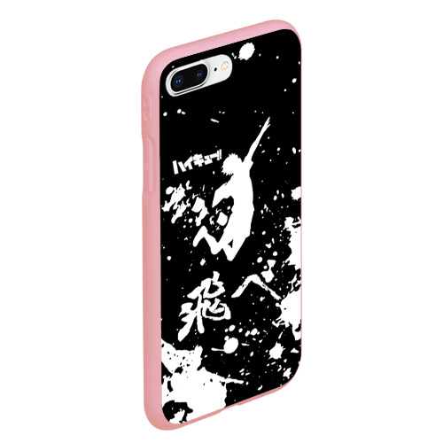 Чехол для iPhone 7Plus/8 Plus матовый с принтом Fly High Haikyu!! черно - белый, вид сбоку #3