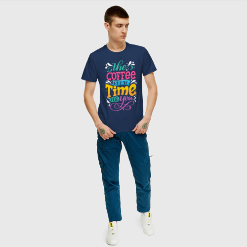 Мужская футболка хлопок COFFE TIME, цвет темно-синий - фото 5