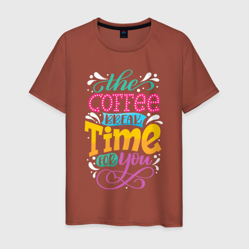 Мужская футболка хлопок COFFE TIME, цвет кирпичный