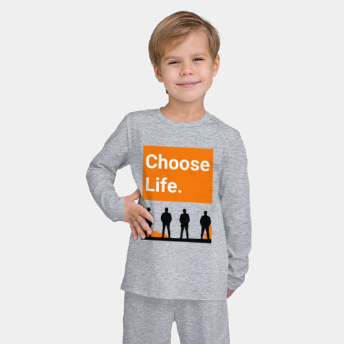 Детская пижама с лонгсливом хлопок с принтом Choose Life, фото на моделе #1