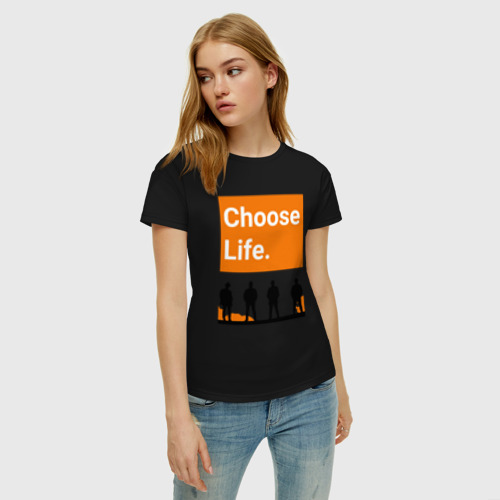 Женская футболка хлопок Choose Life, цвет черный - фото 3