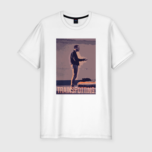 Мужская футболка приталенная из хлопка с принтом На игле - Дэнни Бойл, вид спереди №1