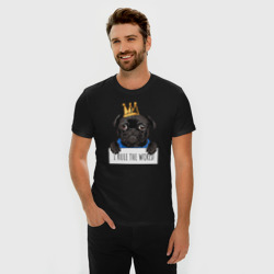 Мужская футболка хлопок Slim Собака мопс в короне - фото 2