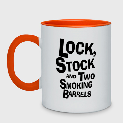 Кружка двухцветная Lock, Stock and Two Smoking Barrels. Лого, цвет белый + оранжевый