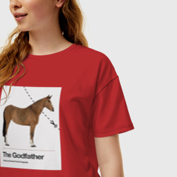 Женская футболка хлопок Oversize Голова лошади "Крестный отец" - фото 2