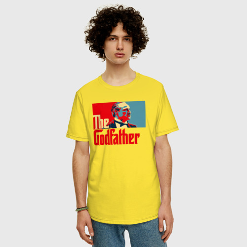 Мужская футболка хлопок Oversize Godfather logo, цвет желтый - фото 3