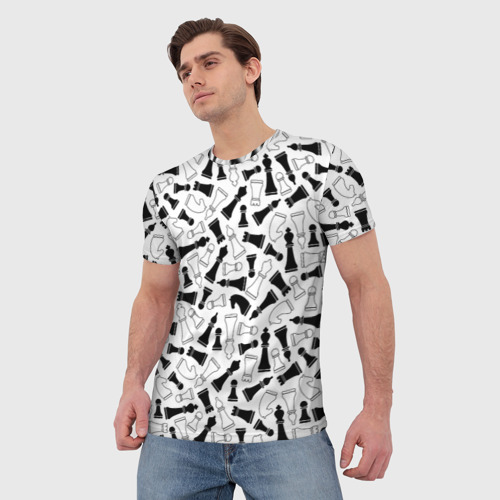 Мужская футболка 3D с принтом Шахматы, фото на моделе #1