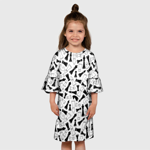 Детское платье 3D с принтом Шахматы, вид сбоку #3