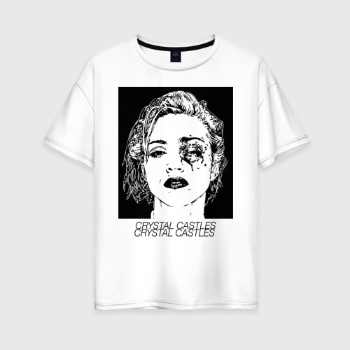 Женская футболка из хлопка оверсайз с принтом Crystal castles, вид спереди №1