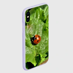 Чехол для iPhone XS Max матовый Божья коровка на листке - фото 2