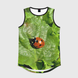 Мужская спортивная майка 3D Божья коровка на листке