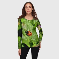 Женский лонгслив 3D Божья коровка на листке - фото 2