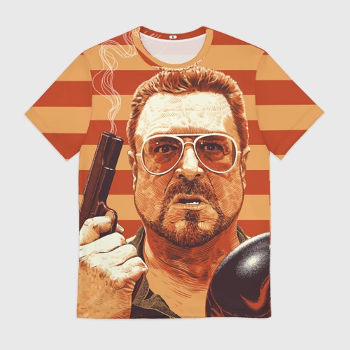 Мужская футболка 3D с принтом Walter Sobchak - портрет, вид спереди #2