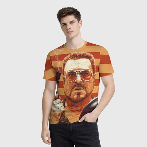 Мужская футболка 3D с принтом Walter Sobchak - портрет, фото на моделе #1