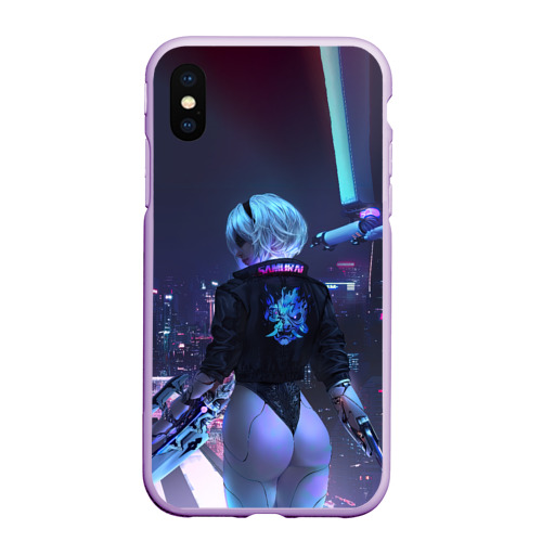 Чехол для iPhone XS Max матовый Nier X Cyberpunk, цвет сиреневый