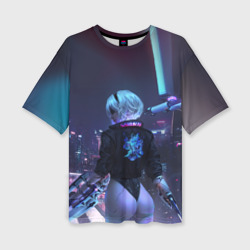 Женская футболка oversize 3D Nier X Cyberpunk