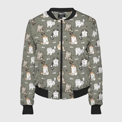 Женский бомбер 3D Кошечки с рыбками