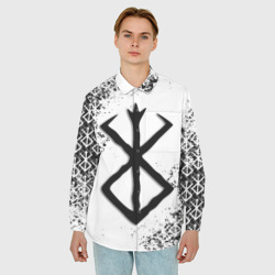 Мужская рубашка oversize 3D Берсерк logo ч/б - фото 2