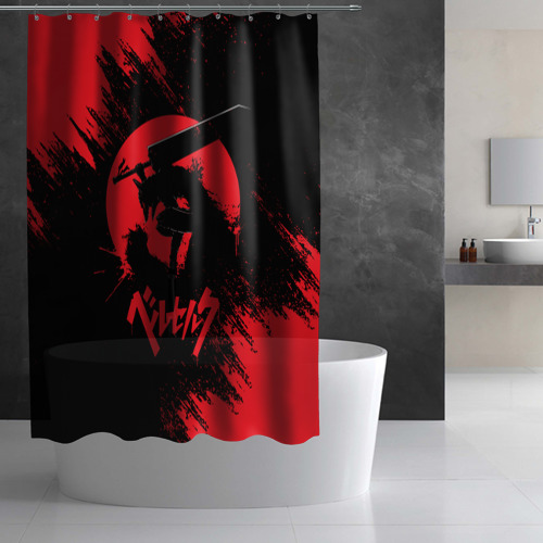 Штора 3D для ванной Berserk red краска - фото 3