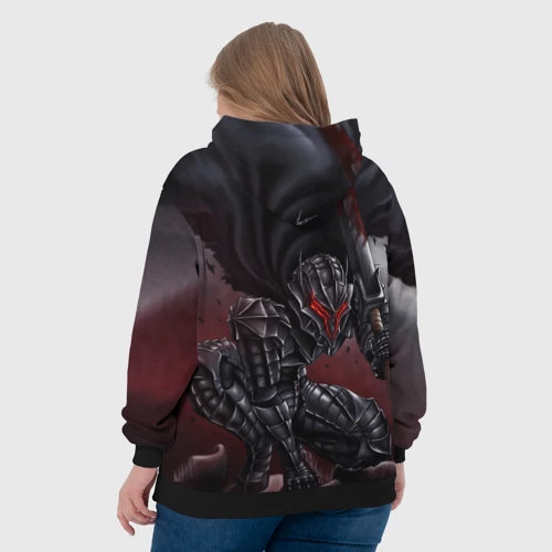 Женская толстовка 3D с принтом Гатс Берсерк аниме, вид сзади #2