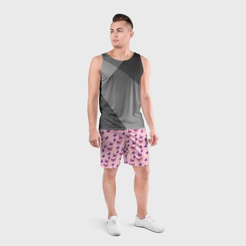 Мужские шорты спортивные Бабочки фиолетовые | 2, цвет 3D печать - фото 4