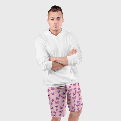 Мужские шорты спортивные Бабочки фиолетовые | 2, цвет 3D печать - фото 5