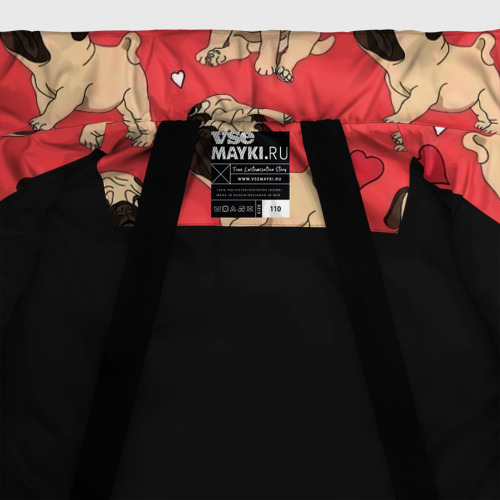 Зимняя куртка для девочек 3D Мопсики и Сердечки, цвет черный - фото 7
