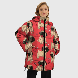 Женская зимняя куртка Oversize Мопсики и Сердечки - фото 2