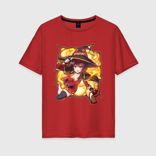 Женская футболка хлопок Oversize Мегумин из коносубы взрыв, цвет красный