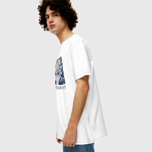 Мужская футболка хлопок Oversize Киллуа режим молнии, цвет белый - фото 5