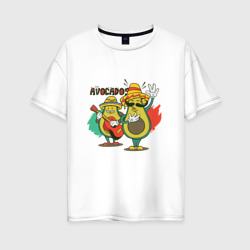 Женская футболка хлопок Oversize Los Avocados Авокадо Мариачи