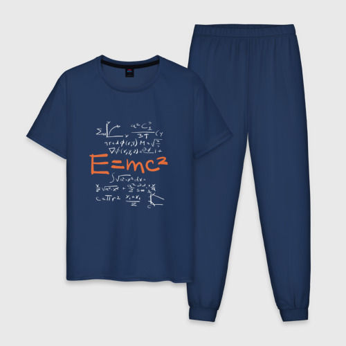 Мужская пижама хлопок Формула относительности E=MC2, цвет темно-синий
