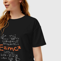 Женская футболка хлопок Oversize Формула относительности E=MC2 - фото 2