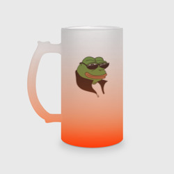 Кружка пивная матовое стекло Лягушонок Пепе
